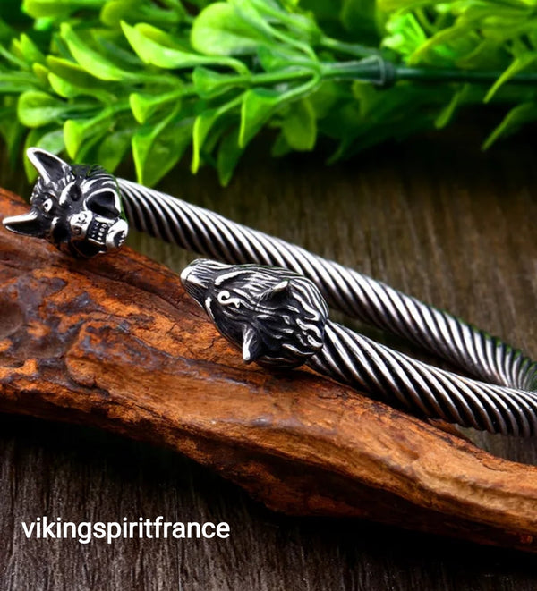 Bracelet viking - wolf acier inoxydable - argent / Acier